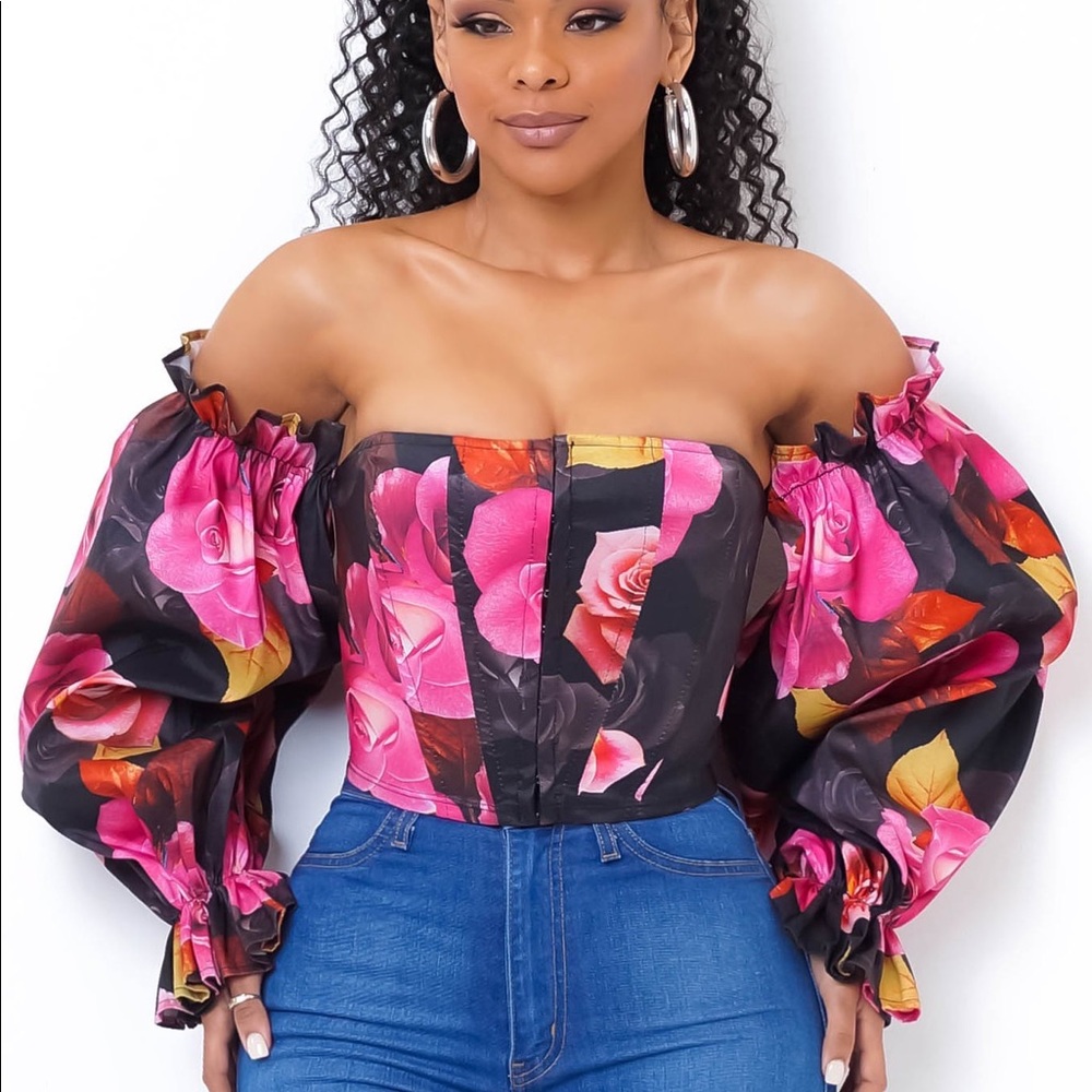 “Adore” Floral Off The Shoulder Top